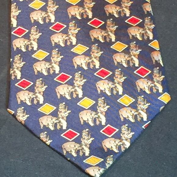 Leonard 100% Silk Made In Italy Kodiak Grizzly Bear Business Men's Neck Tie - Picture 1 of 8